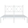 vidaXL Bed Frame White Powder-Coated Steel Small Double Bed Frame