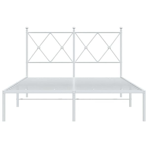 vidaXL Bed Frame White Powder-Coated Steel Small Double Bed Frame