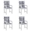 vidaXL Patio Lowback Chair Cushions 4 pcs Grey Check Pattern 39.4x19.7x1.2" Oxford Fabric