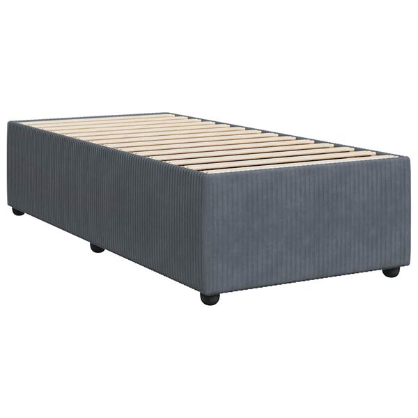 vidaXL Bed Frame Dark Gray Velvet, Plywood, Engineered Wood Twin