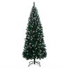 vidaXL Artificial Christmas Tree Green and white PVC and steel 94.5 in