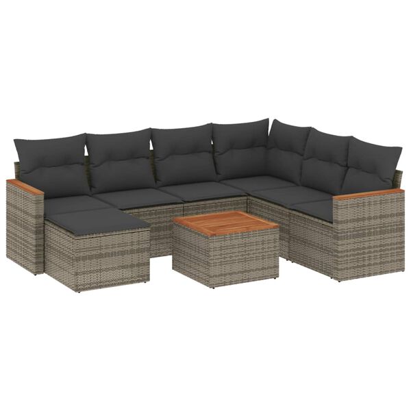 vidaXL Garden Sofa Set Grey PE rattan Large Modular Garden Sofa Set