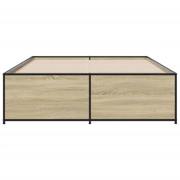 vidaXL Bed Frame Sonoma Oak Engineered wood and metal Full Durable