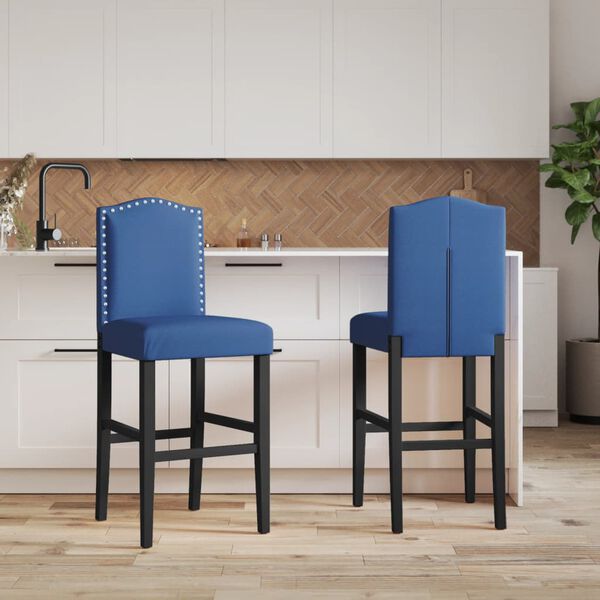 vidaXL Bar Chair Blue and Black Solid rubberwood, fabric (100% polyester)