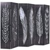 vidaXL Folding Room Divider 89.8x66.9" Feathers Black and White