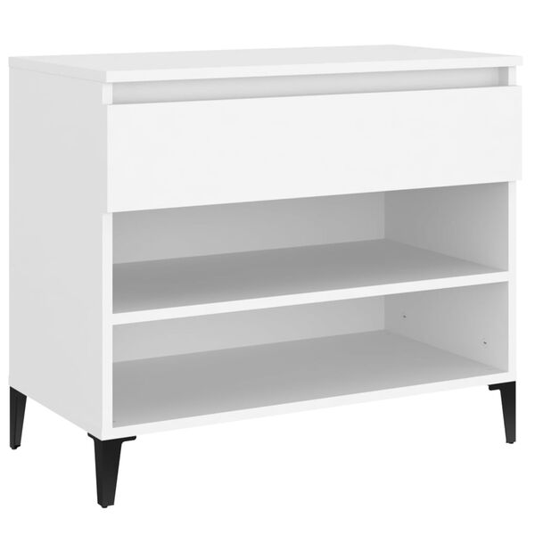 vidaXL Shoe Cabinet White Engineered Wood, Metal Medium Shoe Cabinet
