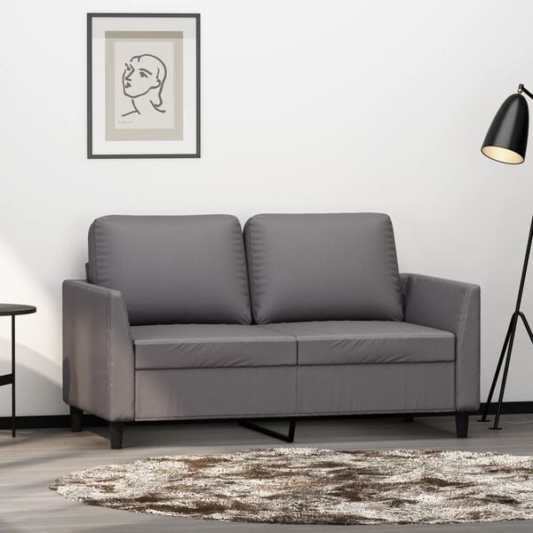 vidaXL 2-seater Sofa Grey 75% Polyvinyl Chloride, 20% Polyester, 5% Cotton