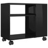 vidaXL Side Table High gloss black Chipboard Standard Rollable