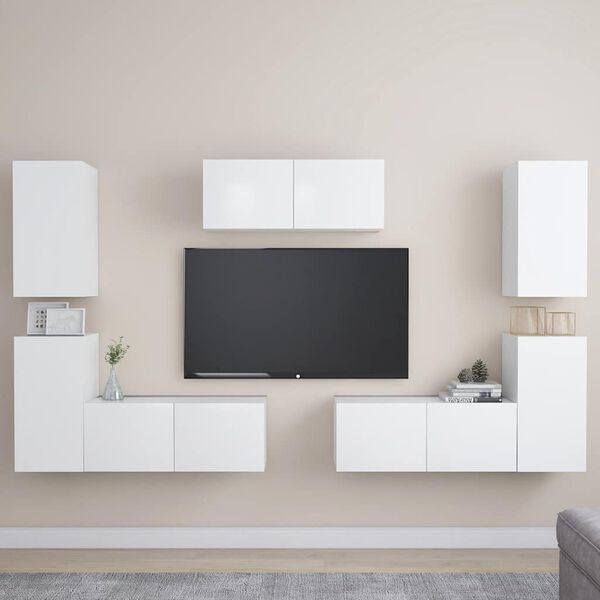 vidaXL TV Cabinet White Engineered Wood Medium TV Cabinet Rectangular
