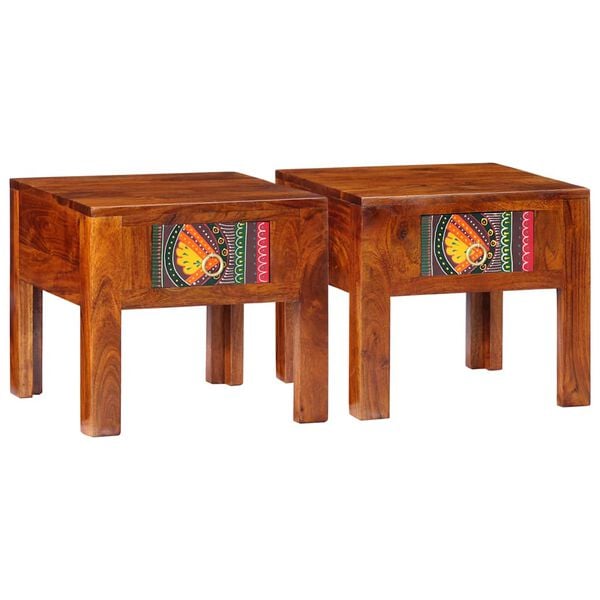vidaXL Bedside Cabinet Set of 2 Honey brown Solid acacia wood Medium