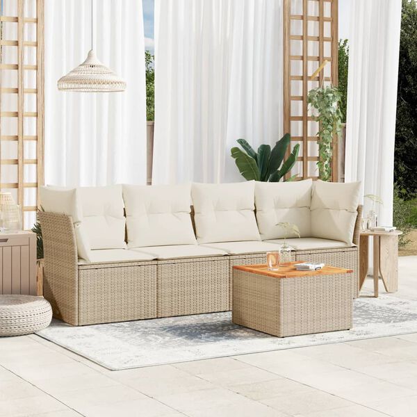 vidaXL Garden Sofa Set Beige PE rattan Modular Garden Sofa Set