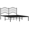 vidaXL Bed Frame Black Powder-Coated Steel Double Bed Bed Frame