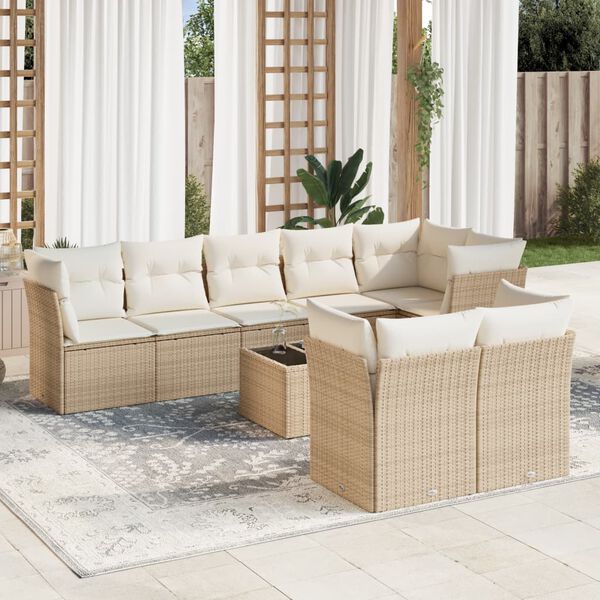 vidaXL Garden Sofa Set Beige, Cream White