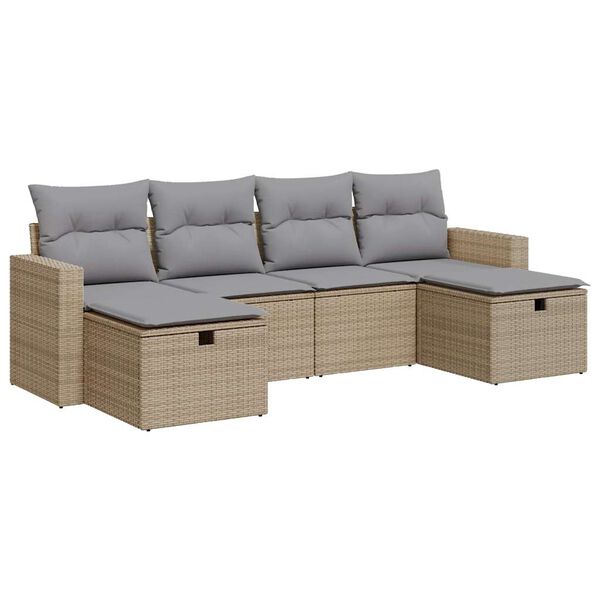 vidaXL Garden Sofa Set Beige Poly Rattan Large Modular Garden Sofa Set