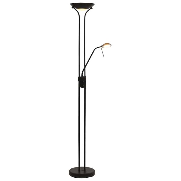 vidaXL Floor Lamp Black Steel Tall Adjustable Armrests Floor Lamp