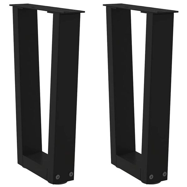 vidaXL Dining Table Leg Black Powder-Coated Steel Adjustable