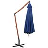 vidaXL Hanging Garden Parasol Azure blue Solid fir wood pole Large