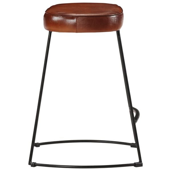 vidaXL Bar Stool Set of 2 Dark Brown Powder-Coated Iron Medium Durable