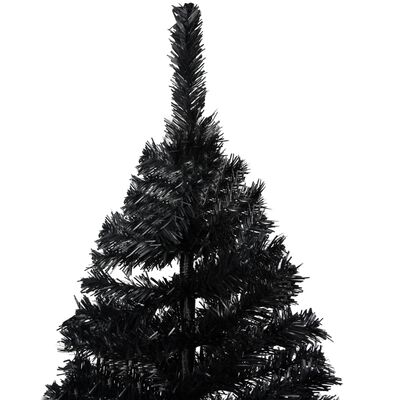 vidaXL Artificial Pre-lit Christmas Tree with Stand Black 82.7" PVC