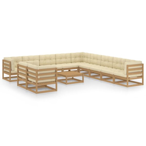 vidaXL Garden Lounge Set Honey Brown, Cream Solid pinewood Large