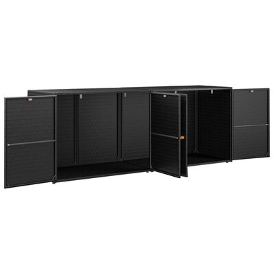 vidaXL Garden Storage Cabinet Black 78"x21.9"x31.5" Poly Rattan