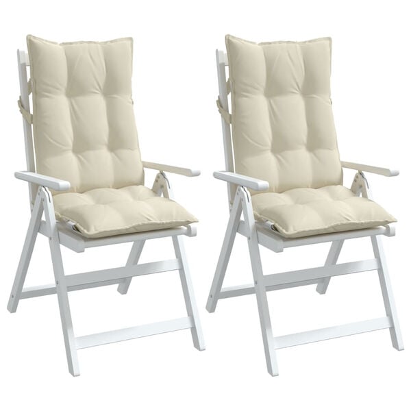 vidaXL Highback Chair Cushion Set of 2 Cream