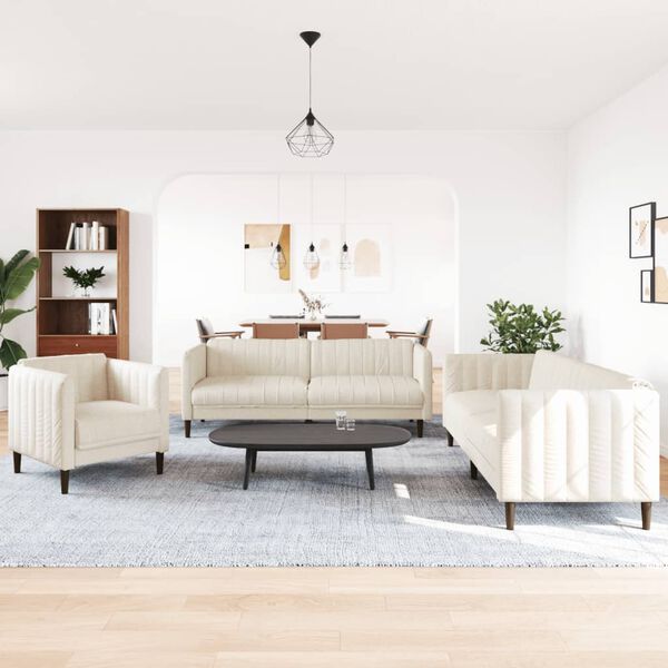 vidaXL Sofa Set Cream