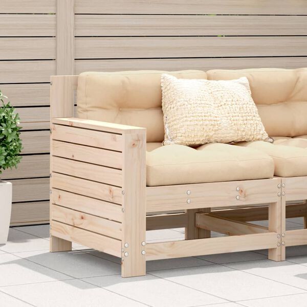 vidaXL Garden Sofa Beige Solid pine wood 27.2 x 24.4 x 27.8 in Modular