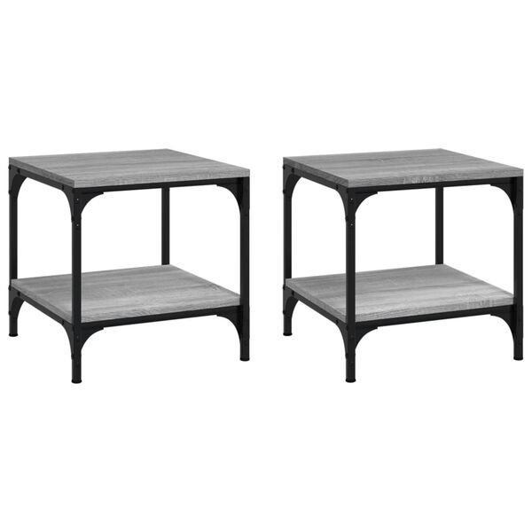 vidaXL Side Table Set of 2 Grey Sonoma Engineered Wood, Steel Small