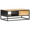 vidaXL Coffee Table Natural wood, Black Rough Mango Wood, Powder-Coated Iron