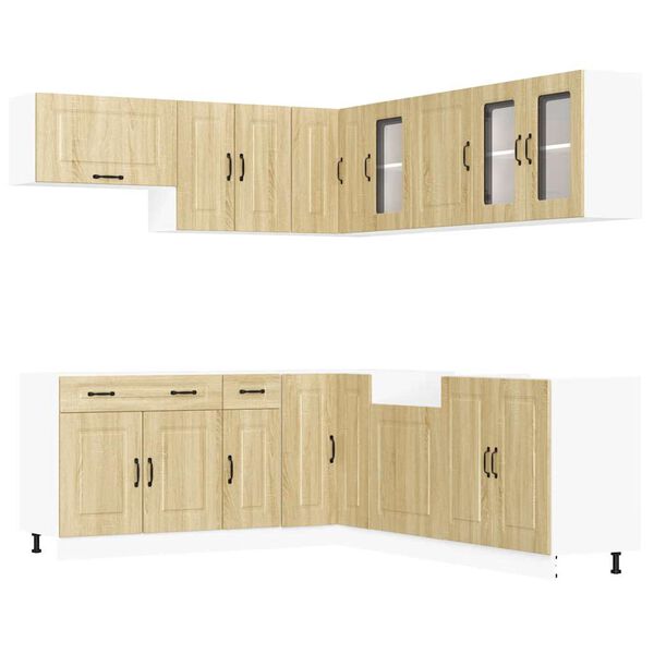 vidaXL Kitchen Cabinet Set Sonoma Oak Engineered wood and glass Large