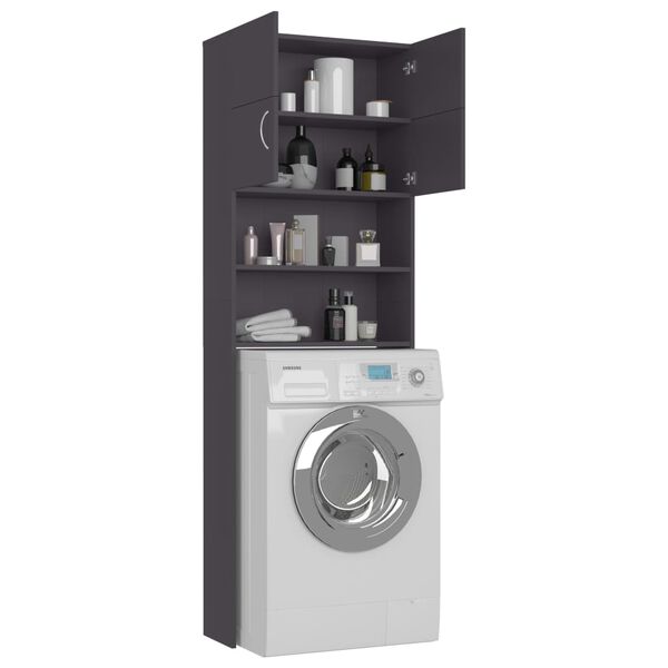 vidaXL Washing Machine Cabinet Gray 25.2"x10"x74.8" Engineered Wood