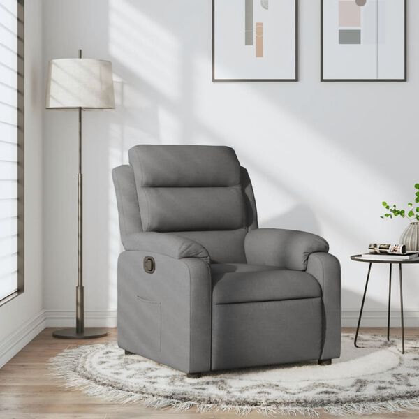 vidaXL Recliner Chair Dark Grey Polyester, Metal, Plywood Single