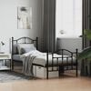 vidaXL Bed Frame Black Steel 35.4 x 74.8 in Bed Frame Rectangular