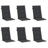 vidaXL Highback Chair Cushion Set of 6 Black 100% polyester
