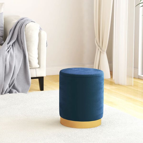 vidaXL Round Storage Hocker Blue Velvet 12.2" x 14.6"