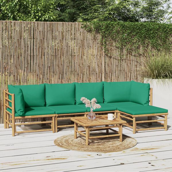 vidaXL Garden Lounge Set Natural bamboo Bamboo 6 Piece Modular