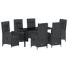 vidaXL Garden Dining Set with Cushion 7 pcs Black Poly Rattan