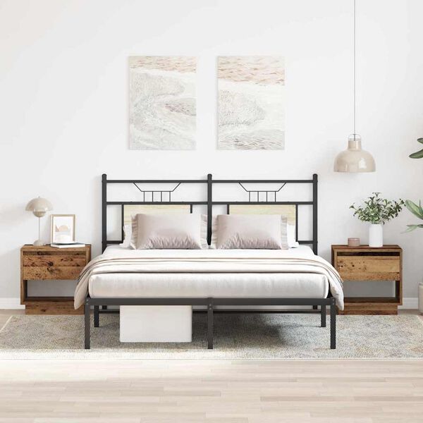 vidaXL Nightstand with Drawer 2 pcs Old Wood 17.72 x 13.39 x 17.32 in