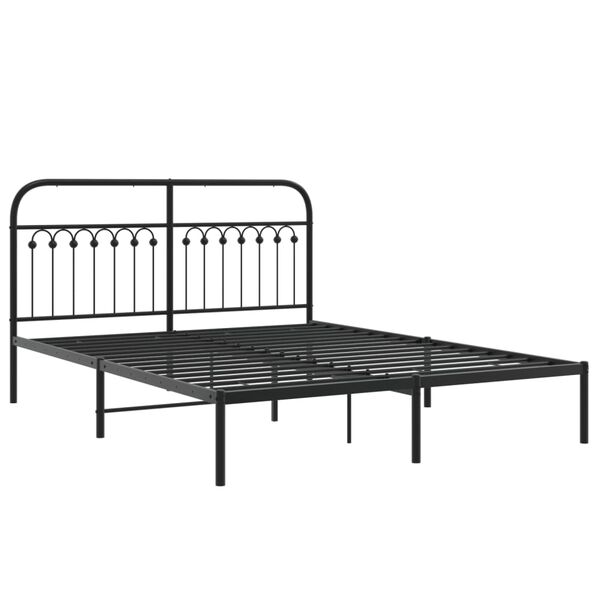 vidaXL Bed Frame Black Steel 63x79 in Bed Frame Rectangular