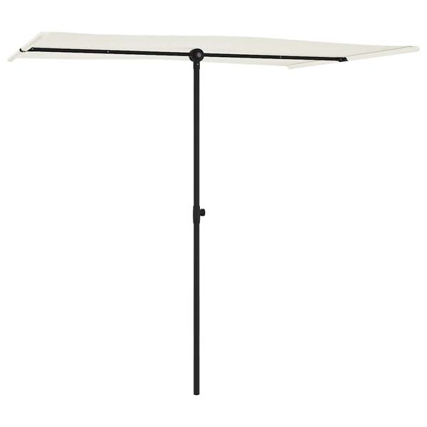 vidaXL Garden Umbrella Sand White Polyester, Aluminum 6.6 x 4.9 ft