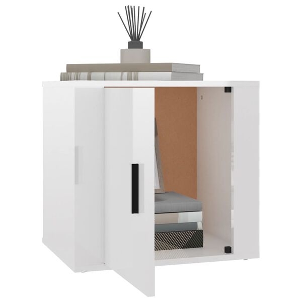 vidaXL Bedside Cabinet High gloss white Engineered wood Compact Cabinet