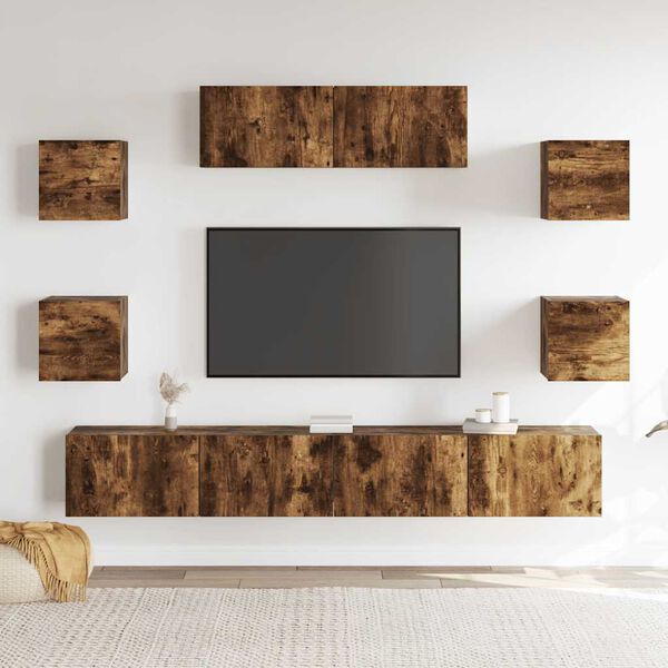 vidaXL TV Cabinet Set Set of 7 Smoked oak Engineered wood Large