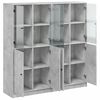 vidaXL Bookcase Concrete Grey Engineered Wood, Glass Medium Bookcase