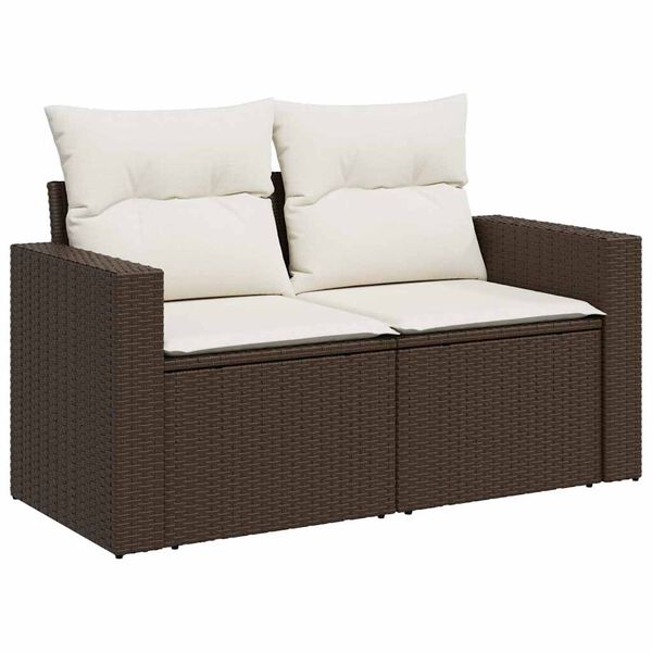 vidaXL Garden Sofa Set Brown PE Rattan 7 Piece Modular Garden Sofa Set