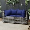 vidaXL Patio Corner Sofa Gray, Dark Blue