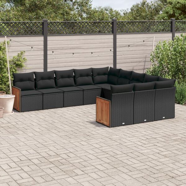 vidaXL Garden Sofa Set Black