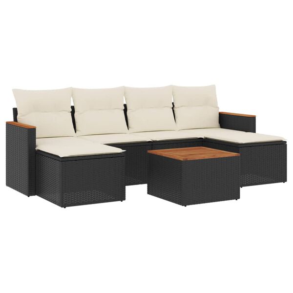 vidaXL Garden Sofa Set Black and cream white