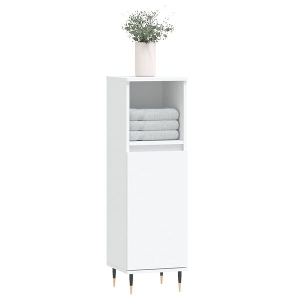 vidaXL Bathroom Cabinet White Engineered Wood 11.8 in x 11.8 in x 39.4 in