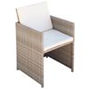 vidaXL Outdoor Dining Chair Set of 2 Beige Poly Rattan, Steel, Polyester